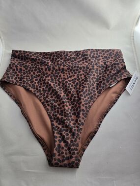 Old Navy Brown and Black Leopard Cheetah High-Waist Bikini Bottoms